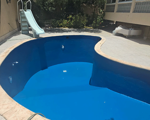completed waterproof polyurea layer on dubai swimming pool bottom