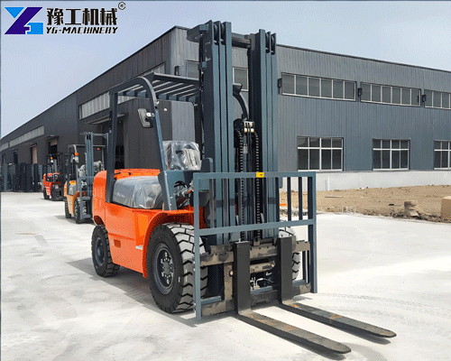 Industrial diesel forklift operating outdoors