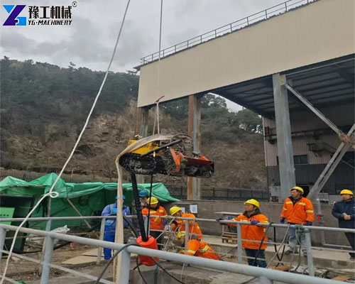 robotic dredging equipment removing river sediment