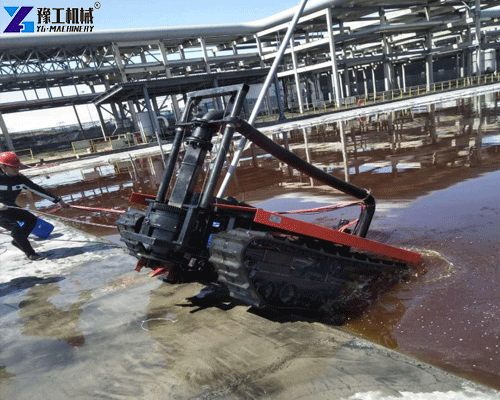 robotic lake cleaner working in river or lake