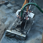 sludge removal robot inside industrial sedimentation tank