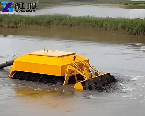 remote controlled river dredging robot in operation