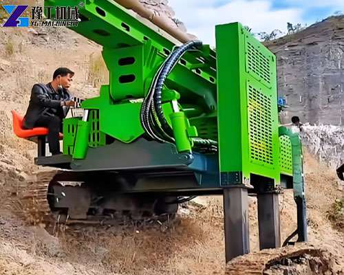 crawler type solar pile driver for rough terrain construction