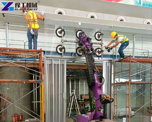 glass handling robot lifting glass panel safely