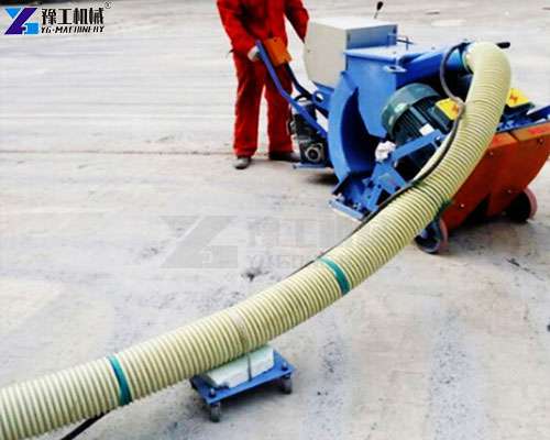 road shot blasting machine removing coating from highway surface