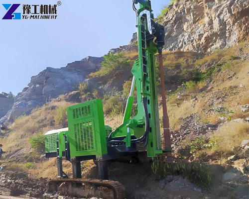 solar piling rig working