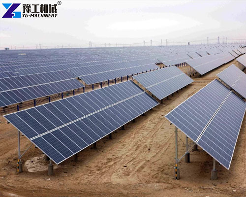solar pile driver in desert solar farm