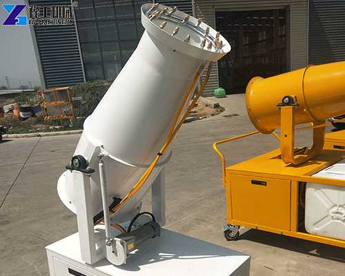 Industrial fog cannon with long spray range for dust suppression