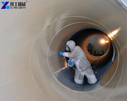 Industrial tank interior prepared for polyurea protective coating