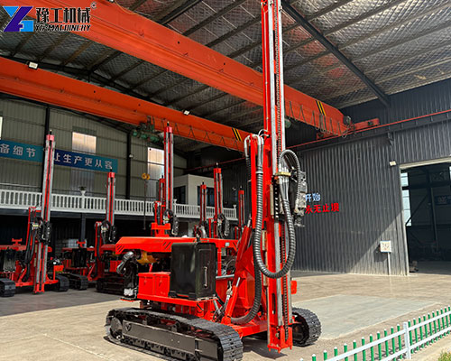 Solar pile ramming machine for photovoltaic foundation installation