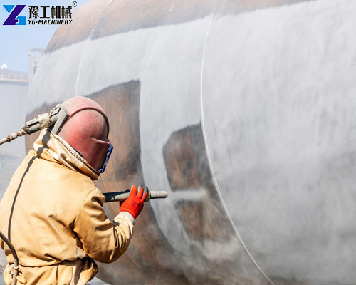 Steel tank surface preparation before polyurea spray coating